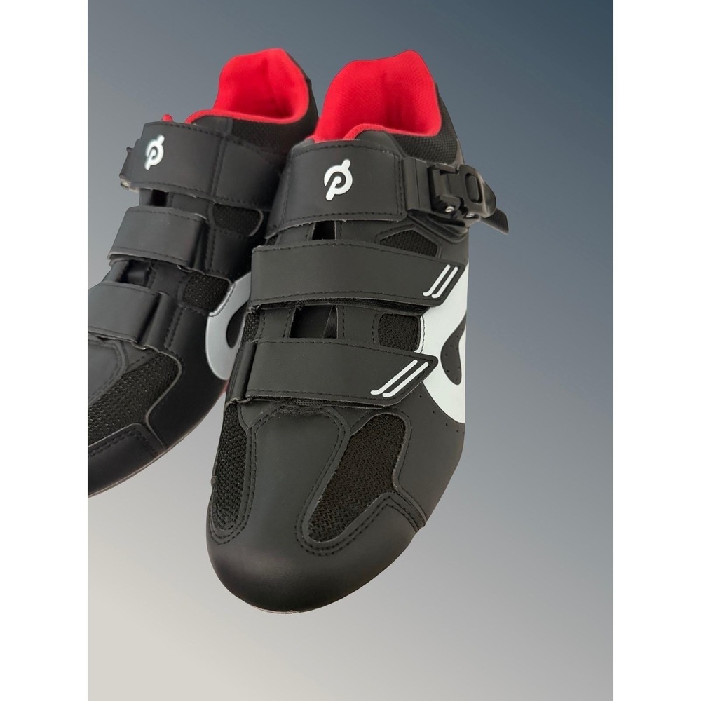 Peloton Cycling Shoes Mens US Size 12 Black Red White PL-SH-02 EU 46 With Cleats - Picture 12 of 16